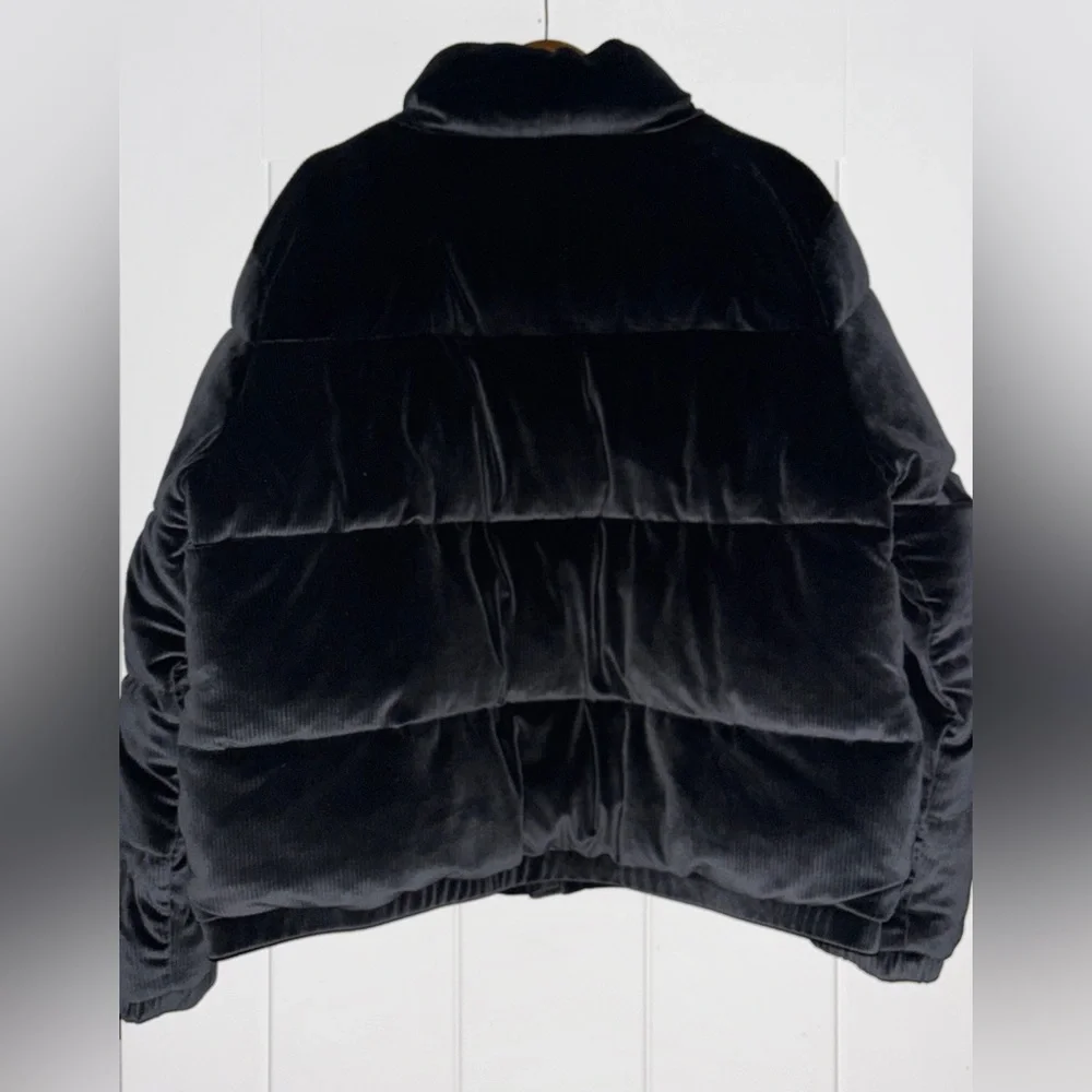 PINK Victoria's Secret Black Velvet Corduroy Puffer Jacket XXL New Cozy Winter